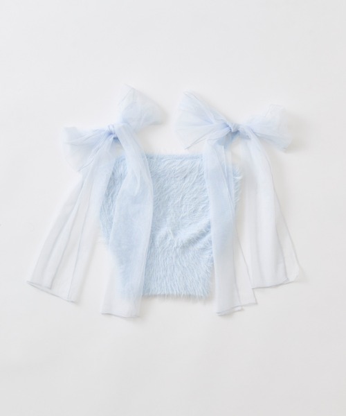 OLIVE des OLIVE（オリーブデオリーブ）の「肩リボンキャミ（キャミソール・レディース・オフホワイト/サックスブルー/ピンク/ブラウン・FREE）」の11枚目の写真