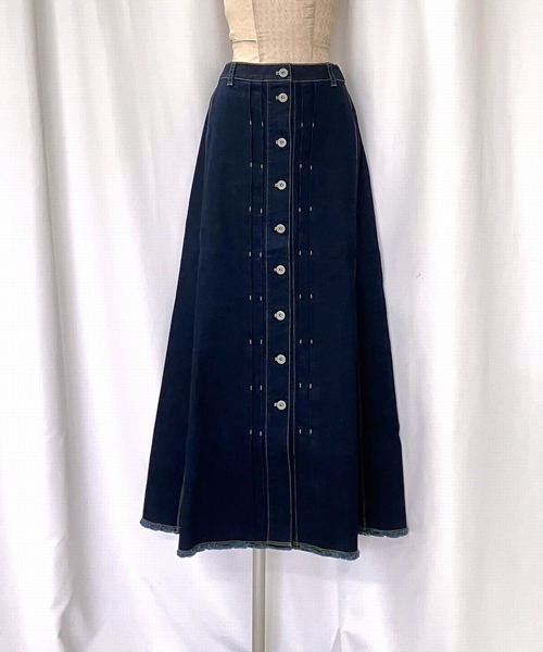 Q（キュー）の「マーメイドデニムロングスカート（デニムスカート・レディース・ネイビー/ブラック・MEDIUM）」の6枚目の写真