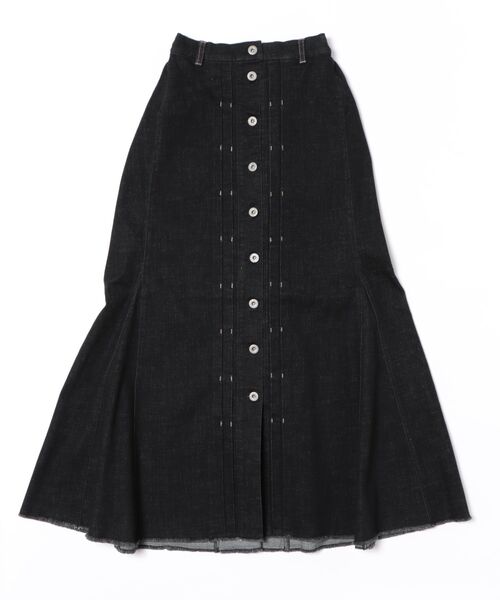 Q（キュー）の「マーメイドデニムロングスカート（デニムスカート・レディース・ネイビー/ブラック・MEDIUM）」の4枚目の写真