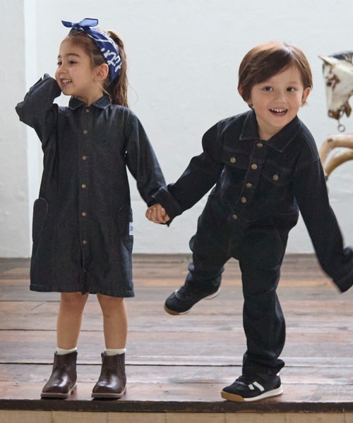 petit main（プティマイン）の「【Lee】デニムワンピース（シャツワンピース・キッズ・サックスブルー/チャコール・100cm/120cm/130cm/110cm/80ｃｍ/90cm）」の14枚目の写真