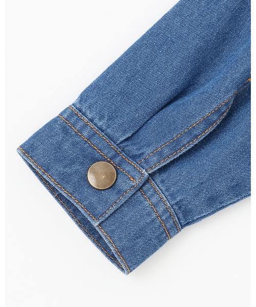 petit main（プティマイン）の「【Lee】デニムワンピース（シャツワンピース・キッズ・サックスブルー/チャコール・100cm/120cm/130cm/110cm/80ｃｍ/90cm）」の10枚目の写真