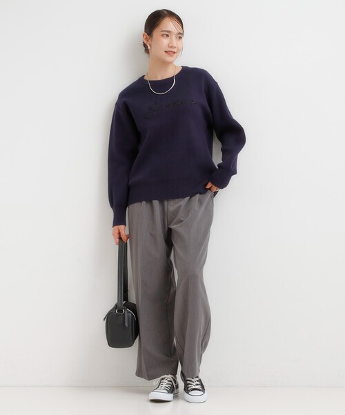 SHOO・LA・RUE（シューラルー）の「【洗濯機可/ちくちくしにくい】大人のための スウェットライク刺繍ロゴニット（ニット/セーター・レディース・ネイビー/グレー/ブラウン系その他/アイボリー・04/03/02/01）」の12枚目の写真