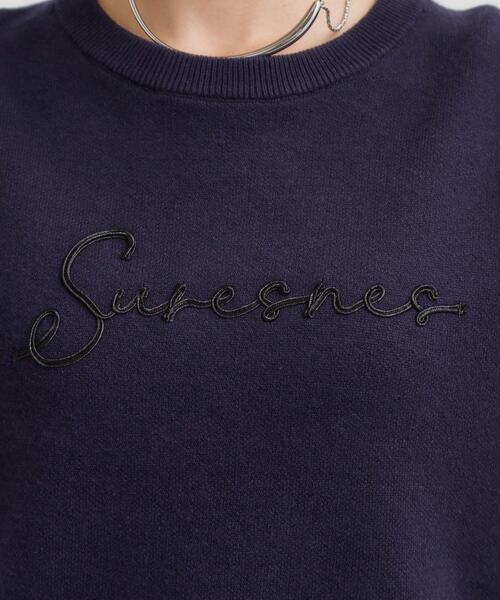 SHOO・LA・RUE（シューラルー）の「【洗濯機可/ちくちくしにくい】大人のための スウェットライク刺繍ロゴニット（ニット/セーター・レディース・ネイビー/グレー/ブラウン系その他/アイボリー・04/03/02/01）」の13枚目の写真