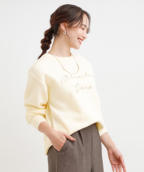 SHOO・LA・RUE（シューラルー）の「【洗濯機可/ちくちくしにくい】大人のための スウェットライク刺繍ロゴニット（ニット/セーター・レディース・ネイビー/グレー/ブラウン系その他/アイボリー・04/03/02/01）」の15枚目の写真