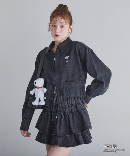 one after another NICE CLAUP（ワンアフターアナザーナイスクラップ）の「【PEANUTSコラボ】セットアップ対応/フリルミニスカート（スカート・レディース・ブラック/ブラウン系その他/ブルー・FREE）」の12枚目の写真