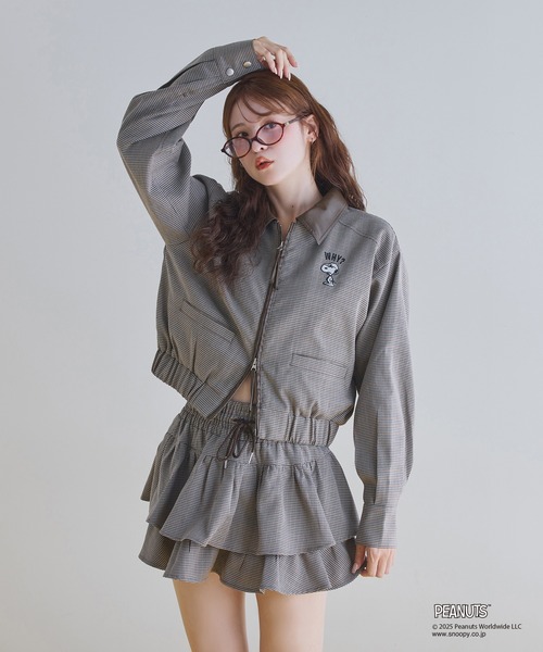 one after another NICE CLAUP（ワンアフターアナザーナイスクラップ）の「【PEANUTSコラボ】セットアップ対応/フリルミニスカート（スカート・レディース・ブラック/ブラウン系その他/ブルー・FREE）」の21枚目の写真