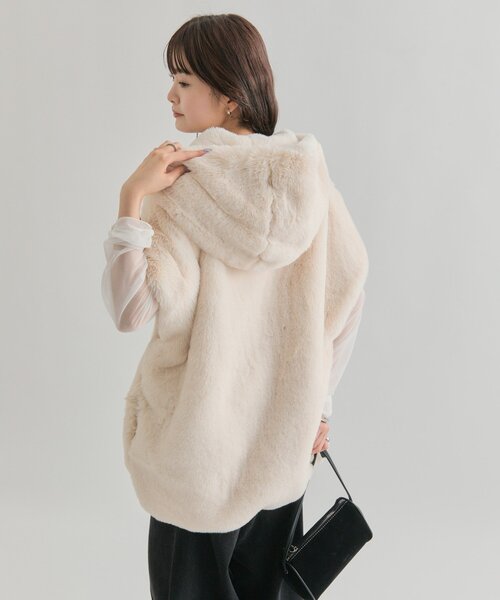 mystic（ミスティック）の「フーディーファーベスト（ベスト・レディース・ブラウン/アイボリー・FREE）」の3枚目の写真