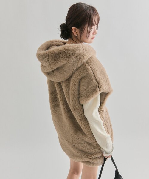 mystic（ミスティック）の「フーディーファーベスト（ベスト・レディース・ブラウン/アイボリー・FREE）」の9枚目の写真