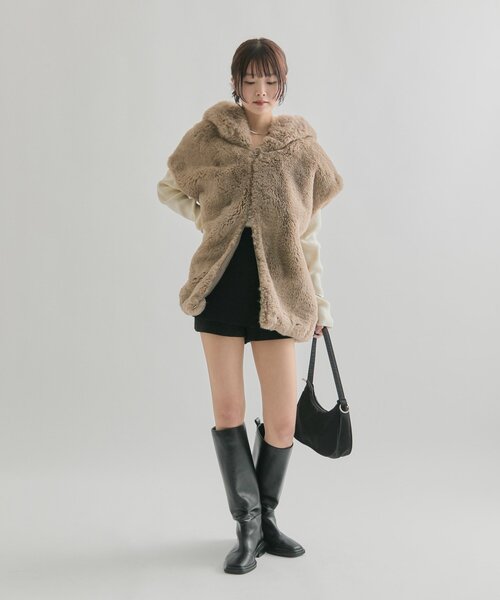 mystic（ミスティック）の「フーディーファーベスト（ベスト・レディース・ブラウン/アイボリー・FREE）」の8枚目の写真