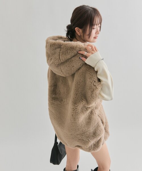 mystic（ミスティック）の「フーディーファーベスト（ベスト・レディース・ブラウン/アイボリー・FREE）」の5枚目の写真