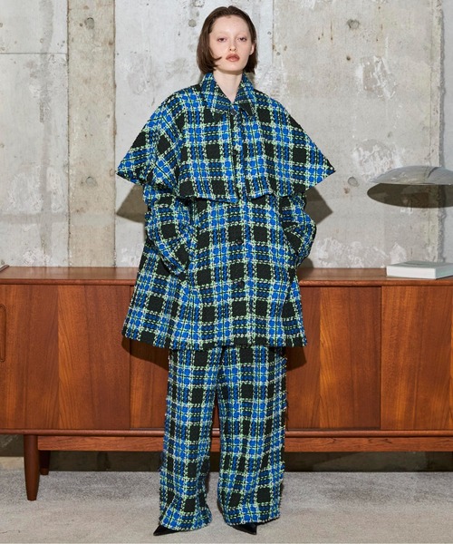 Color Check 2Way Cape Coat / カラーチェック2WAYケープコート