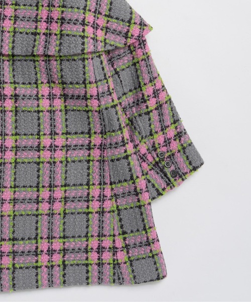 セール】Color Check 2Way Cape Coat / カラーチェック2WAYケープ