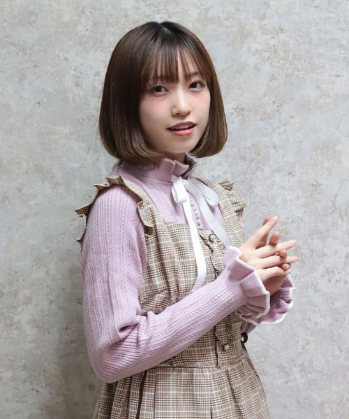 axes femme POETIQUE（アクシーズファムポエティック）の「前後２ｗａｙラメニットＰＯ（ニット/セーター・レディース・キナリ/ピンク/グレー/イエロー・MEDIUM）」の5枚目の写真