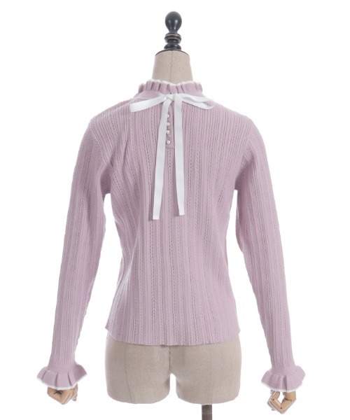 axes femme POETIQUE（アクシーズファムポエティック）の「前後２ｗａｙラメニットＰＯ（ニット/セーター・レディース・キナリ/ピンク/グレー/イエロー・MEDIUM）」の7枚目の写真