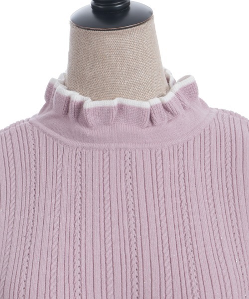 axes femme POETIQUE（アクシーズファムポエティック）の「前後２ｗａｙラメニットＰＯ（ニット/セーター・レディース・キナリ/ピンク/グレー/イエロー・MEDIUM）」の10枚目の写真