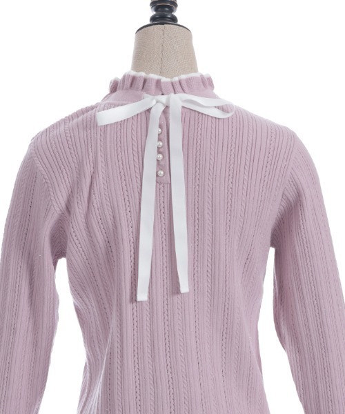 axes femme POETIQUE（アクシーズファムポエティック）の「前後２ｗａｙラメニットＰＯ（ニット/セーター・レディース・キナリ/ピンク/グレー/イエロー・MEDIUM）」の12枚目の写真