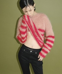 CLANE x FRGMT BORDER MOHAIR KNIT TOPS