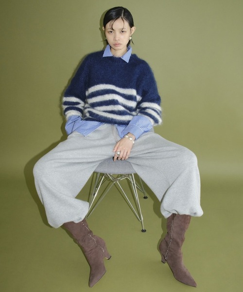 CLANE x FRGMT BORDER MOHAIR KNIT TOPS（ニット/セーター）｜CLANE