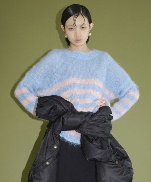 CLANE x FRGMT BORDER MOHAIR KNIT TOPS（ニット/セーター）｜CLANE