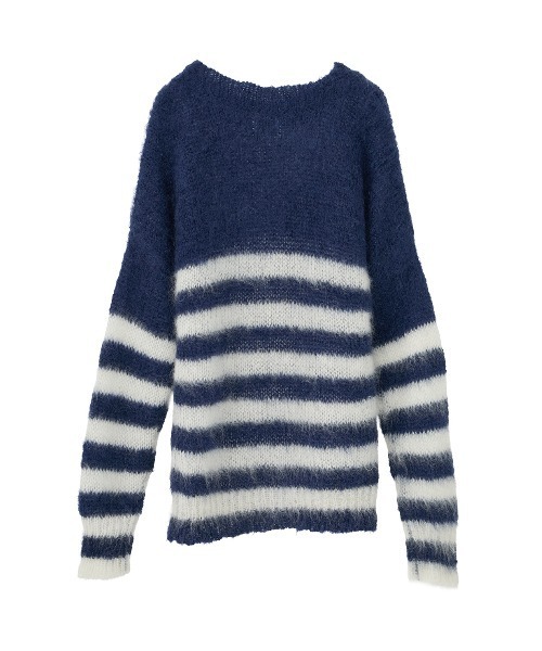 CLANE x FRGMT BORDER MOHAIR KNIT TOPS（ニット/セーター）｜CLANE