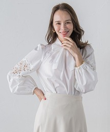 袖レースブラウス≪洗濯機で洗える≫