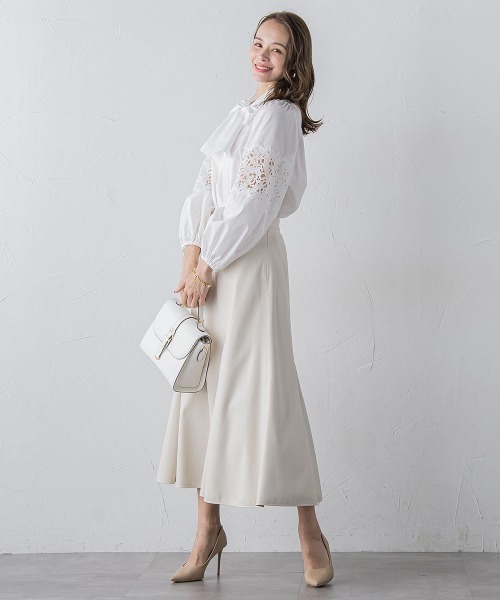 Viaggio Blu(ビアッジョブルー)の「袖レースブラウス≪洗濯機で洗える≫(シャツ/ブラウス・レディース・ホワイト/ネイビー/ベージュ/ピンク・M/S/L)」の9枚目の写真