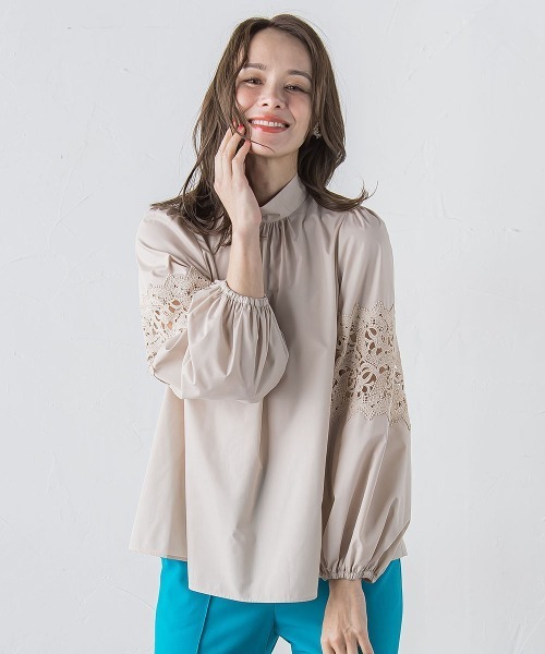Viaggio Blu(ビアッジョブルー)の「袖レースブラウス≪洗濯機で洗える≫(シャツ/ブラウス・レディース・ホワイト/ネイビー/ベージュ/ピンク・M/S/L)」の18枚目の写真