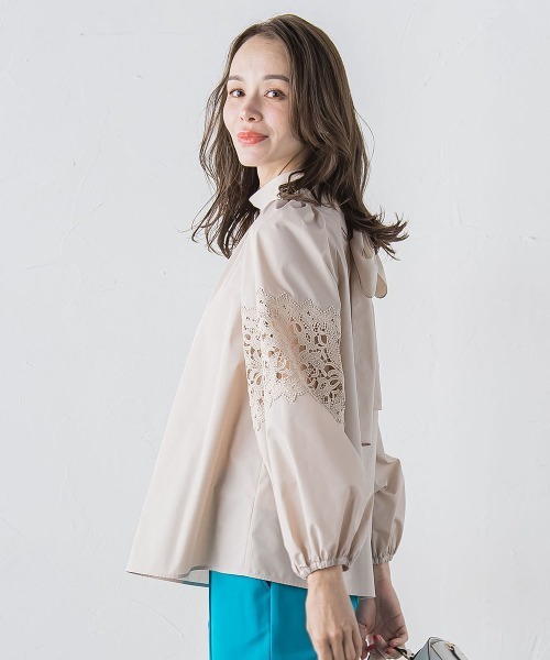 Viaggio Blu(ビアッジョブルー)の「袖レースブラウス≪洗濯機で洗える≫(シャツ/ブラウス・レディース・ホワイト/ネイビー/ベージュ/ピンク・M/S/L)」の19枚目の写真