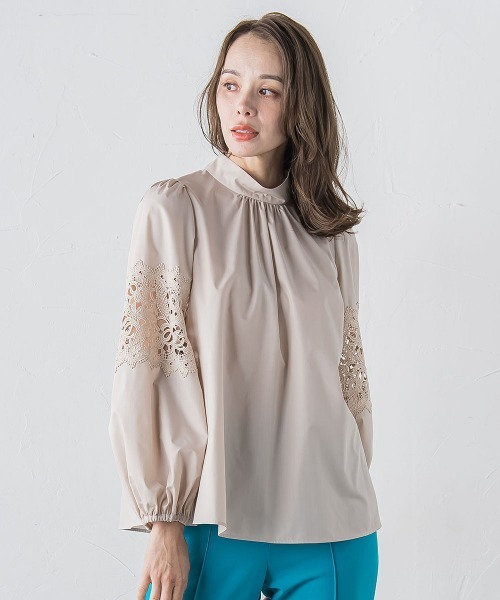 Viaggio Blu(ビアッジョブルー)の「袖レースブラウス≪洗濯機で洗える≫(シャツ/ブラウス・レディース・ホワイト/ネイビー/ベージュ/ピンク・M/S/L)」の21枚目の写真