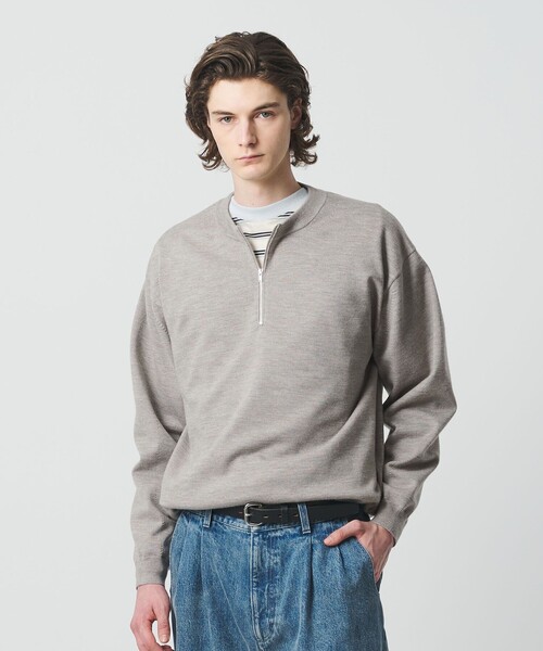 ハイブリッド ウール ジップ クルーネック ニット（ニット/セーター