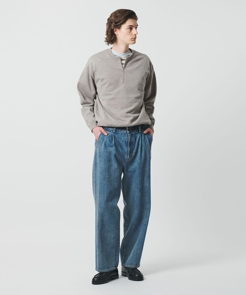 ハイブリッド ウール ジップ クルーネック ニット（ニット/セーター