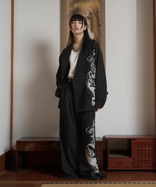 スモークプリントバギースラックス/SETUP対応（スラックス）｜狐独