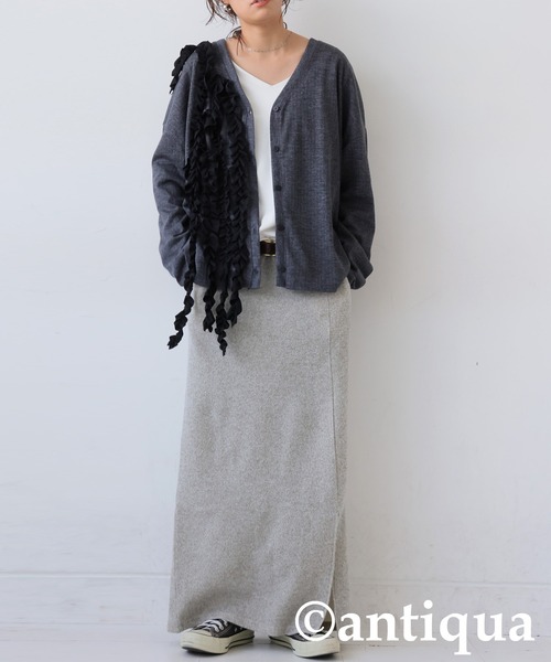 antiqua（アンティカ）の「フリルカーディガン（ニット/セーター・レディース・ブラック/グレー・ONESIZE）」の10枚目の写真