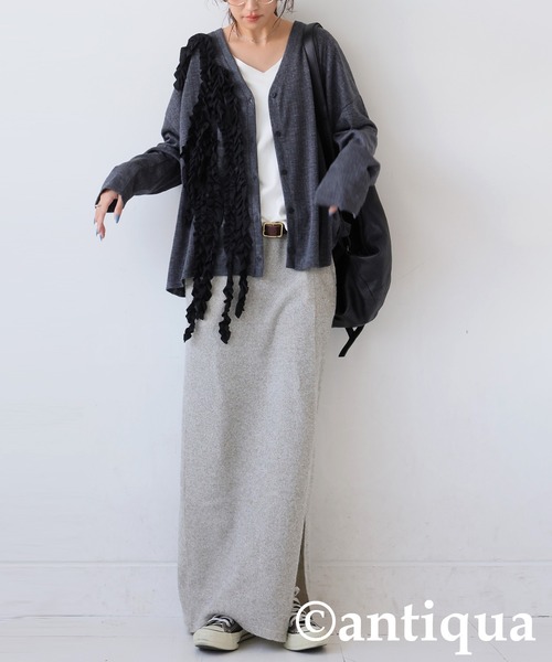 antiqua（アンティカ）の「フリルカーディガン（ニット/セーター・レディース・ブラック/グレー・ONESIZE）」の12枚目の写真
