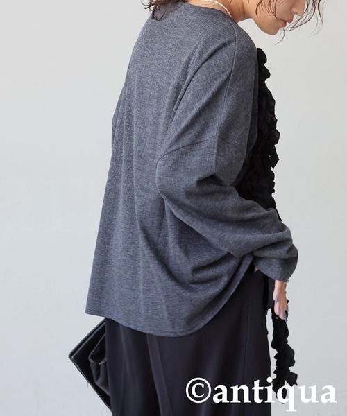 antiqua（アンティカ）の「フリルカーディガン（ニット/セーター・レディース・ブラック/グレー・ONESIZE）」の15枚目の写真