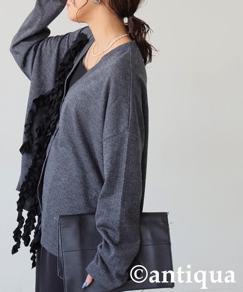セール】フリルカーディガン（ニット/セーター）｜antiqua（アンティカ