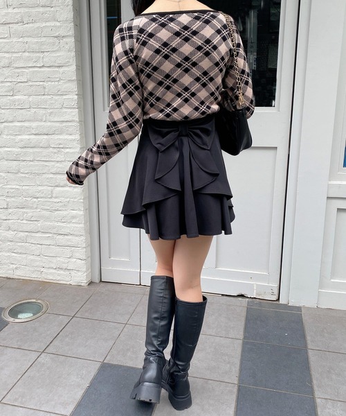 INGNI(イング)の「バックリボンフレアスカパン/A(スカート・レディース・グレー/ブラック/ボルドー・FREE)」の7枚目の写真