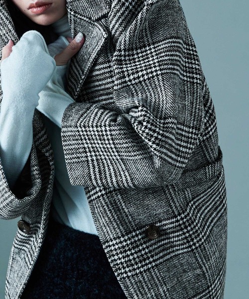 Fashion Letter（ファッションレター）の「オーバーサイズ グレンチェックジャケット（テーラードジャケット・レディース・ブラック/ブラウン・M/L）」の3枚目の写真