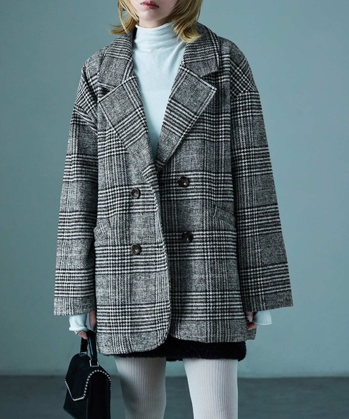 Fashion Letter（ファッションレター）の「オーバーサイズ グレンチェックジャケット（テーラードジャケット・レディース・ブラック/ブラウン・M/L）」の7枚目の写真