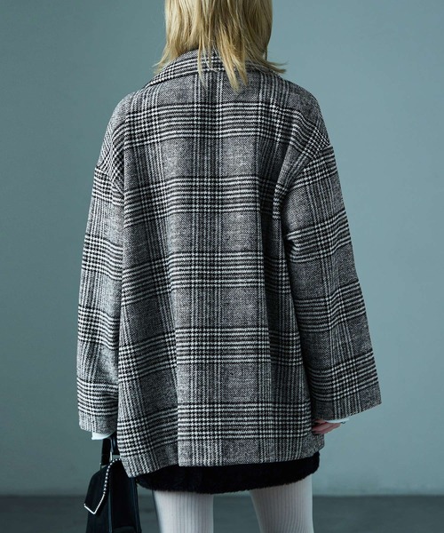 Fashion Letter（ファッションレター）の「オーバーサイズ グレンチェックジャケット（テーラードジャケット・レディース・ブラック/ブラウン・M/L）」の9枚目の写真