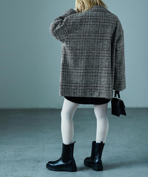 Fashion Letter（ファッションレター）の「オーバーサイズ グレンチェックジャケット（テーラードジャケット・レディース・ブラック/ブラウン・M/L）」の10枚目の写真