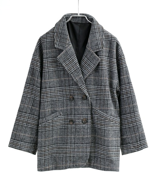 Fashion Letter（ファッションレター）の「オーバーサイズ グレンチェックジャケット（テーラードジャケット・レディース・ブラック/ブラウン・M/L）」の11枚目の写真