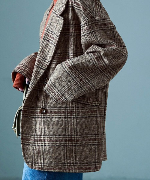 Fashion Letter（ファッションレター）の「オーバーサイズ グレンチェックジャケット（テーラードジャケット・レディース・ブラック/ブラウン・M/L）」の15枚目の写真