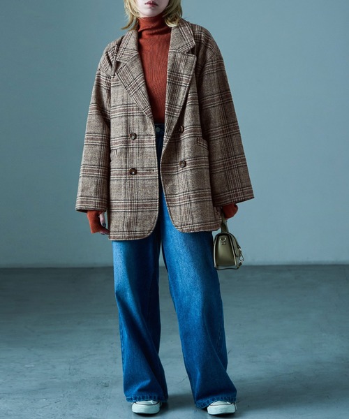 Fashion Letter（ファッションレター）の「オーバーサイズ グレンチェックジャケット（テーラードジャケット・レディース・ブラック/ブラウン・M/L）」の16枚目の写真