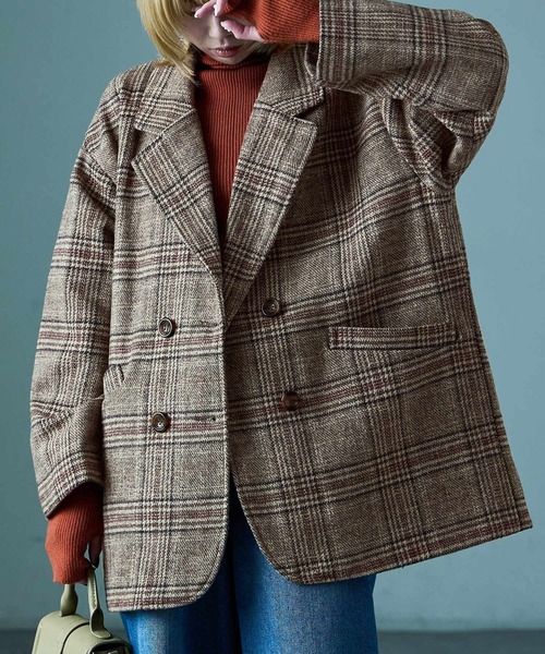 Fashion Letter（ファッションレター）の「オーバーサイズ グレンチェックジャケット（テーラードジャケット・レディース・ブラック/ブラウン・M/L）」の17枚目の写真