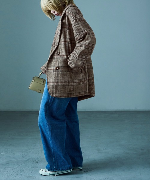 Fashion Letter（ファッションレター）の「オーバーサイズ グレンチェックジャケット（テーラードジャケット・レディース・ブラック/ブラウン・M/L）」の18枚目の写真