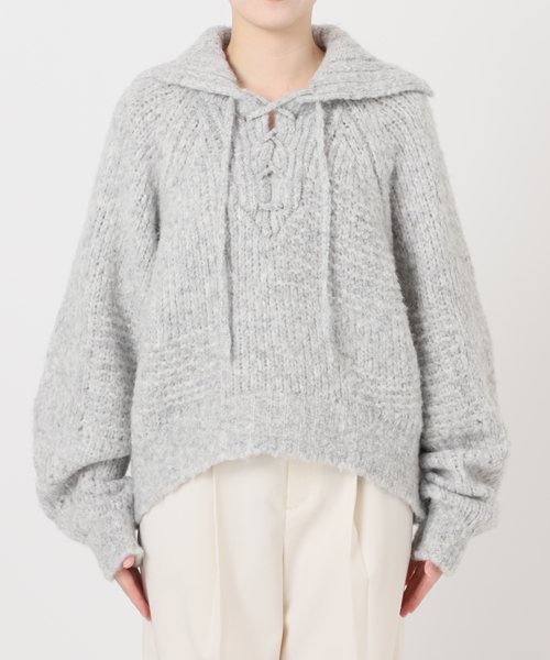 NOBLE 別注 Venit/ヴェニット レースアップニット グレー ノーブル NOBLE 《予約・NOBLE別注》Venit/ヴェニット レースアップ