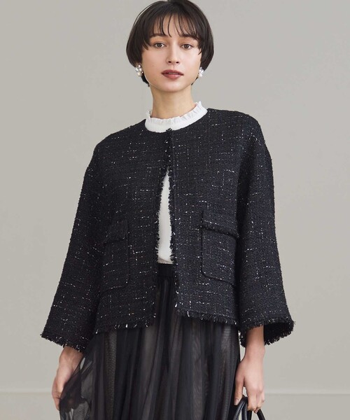 GIOLICAツイード ノーカラー ジャケット（ノーカラージャケット）｜23