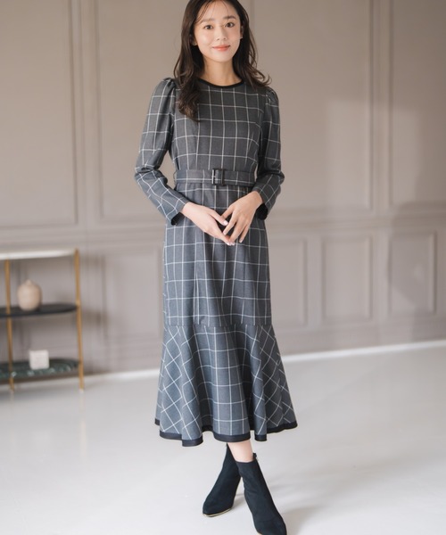 セール】2025秋冬新作 ウィンドペンチェックワンピース（ワンピース
