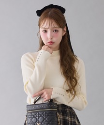 one after another NICE CLAUP | ゴールドボタンハイネックリブニット(ニット/セーター)